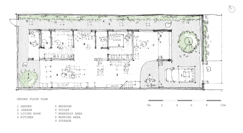 新作 | K59atelier 与自然的和谐相处Tile Roof House 首