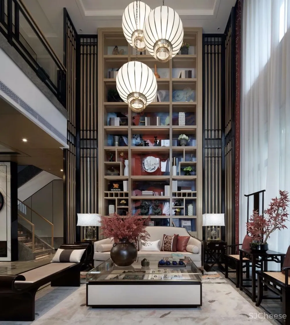 250㎡新中式东方韵味复式别墅样板房设计方案丨美到极致