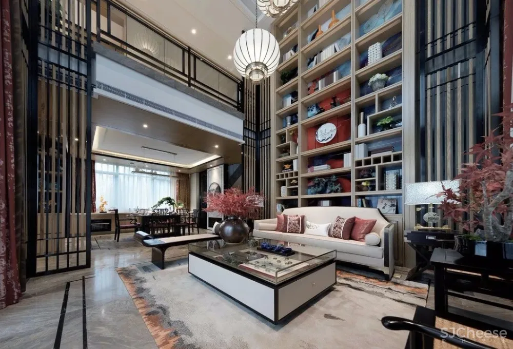 250㎡新中式东方韵味复式别墅样板房设计方案丨美到极致