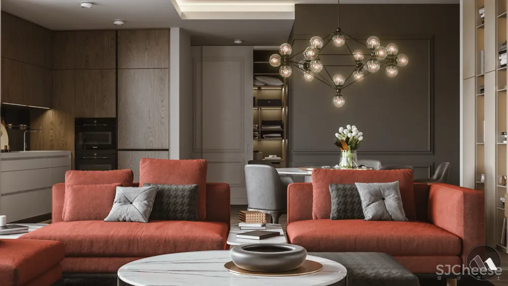 橘+木色 活泼Chevron公寓 | Mario Stoica 首