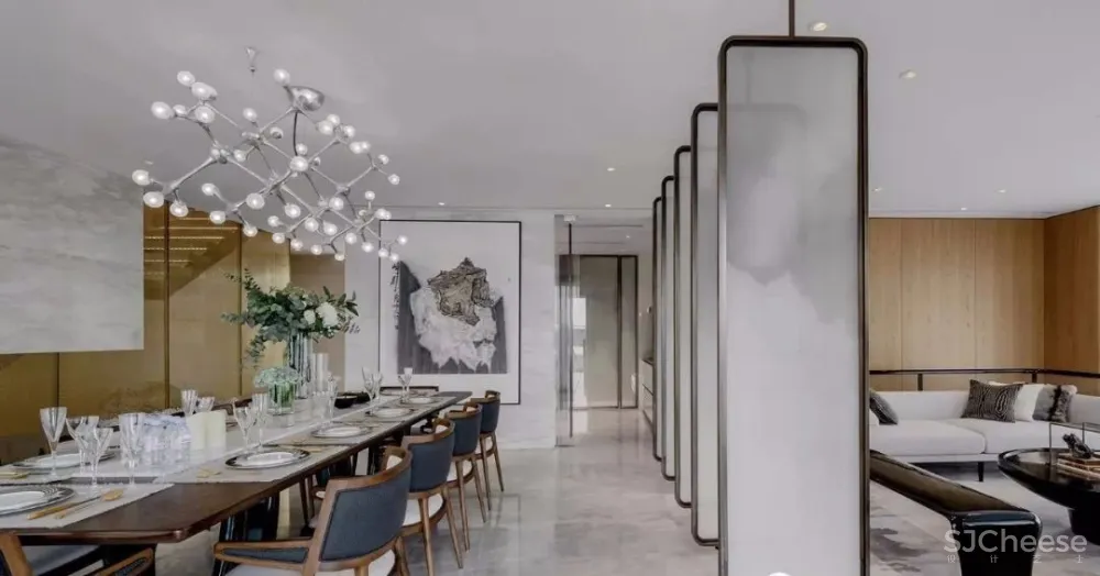 【无间设计吴滨】以山水墨画为灵感源头,将东方美学贯入西方设计手法的武汉华侨城·原岸样板间设计方案