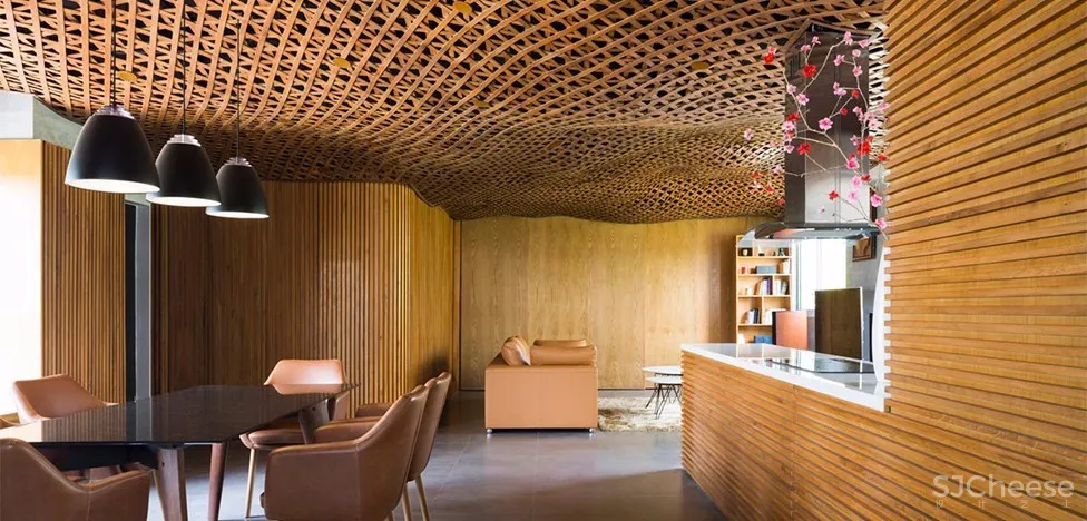 这套145㎡的越南公寓有一个编织天花板 | CTA工作室