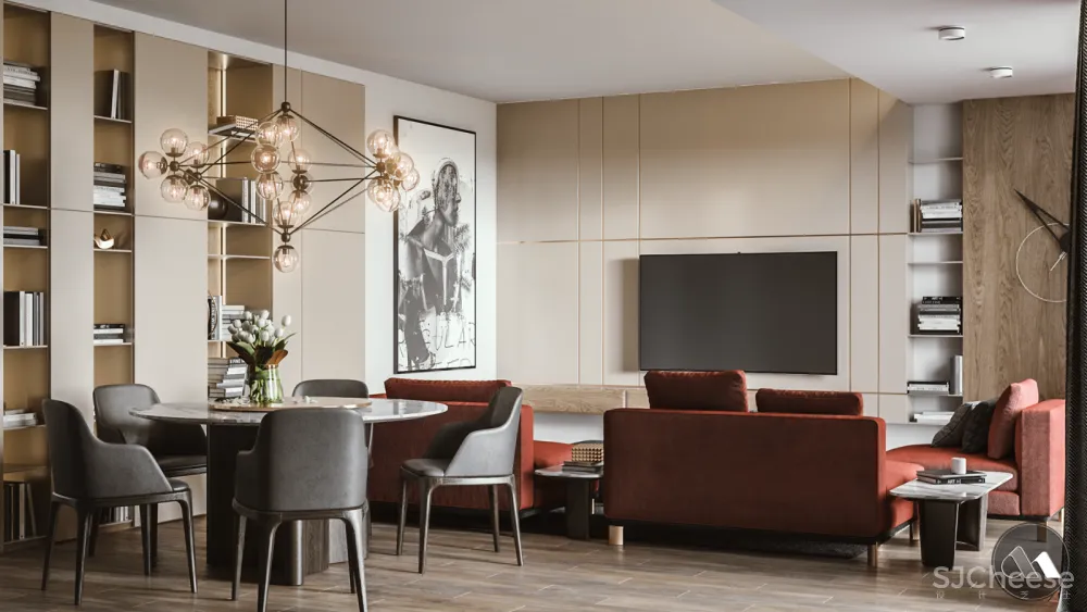 橘+木色 活泼Chevron公寓 | Mario Stoica 首