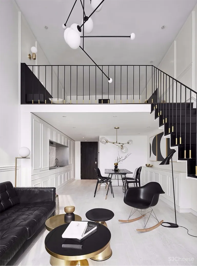 黑白复式公寓 | 目心设计
