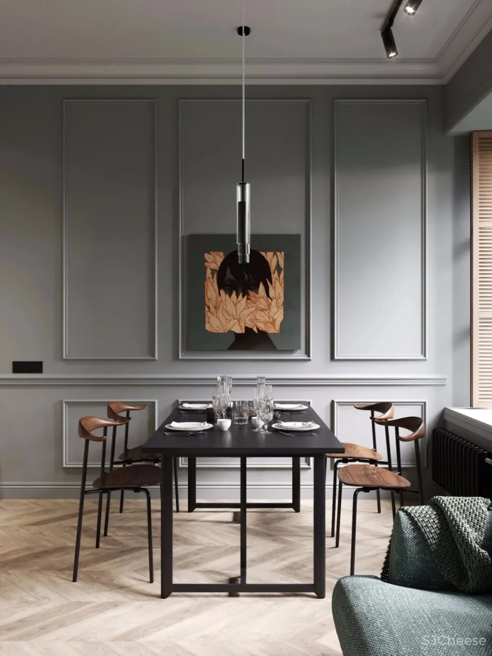 74㎡ 莫兰迪色轻奢风丨要高级就来点绿