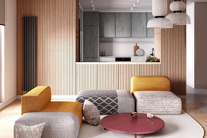 “平纹针织” 木质感色彩小公寓 | Zrobym Architects