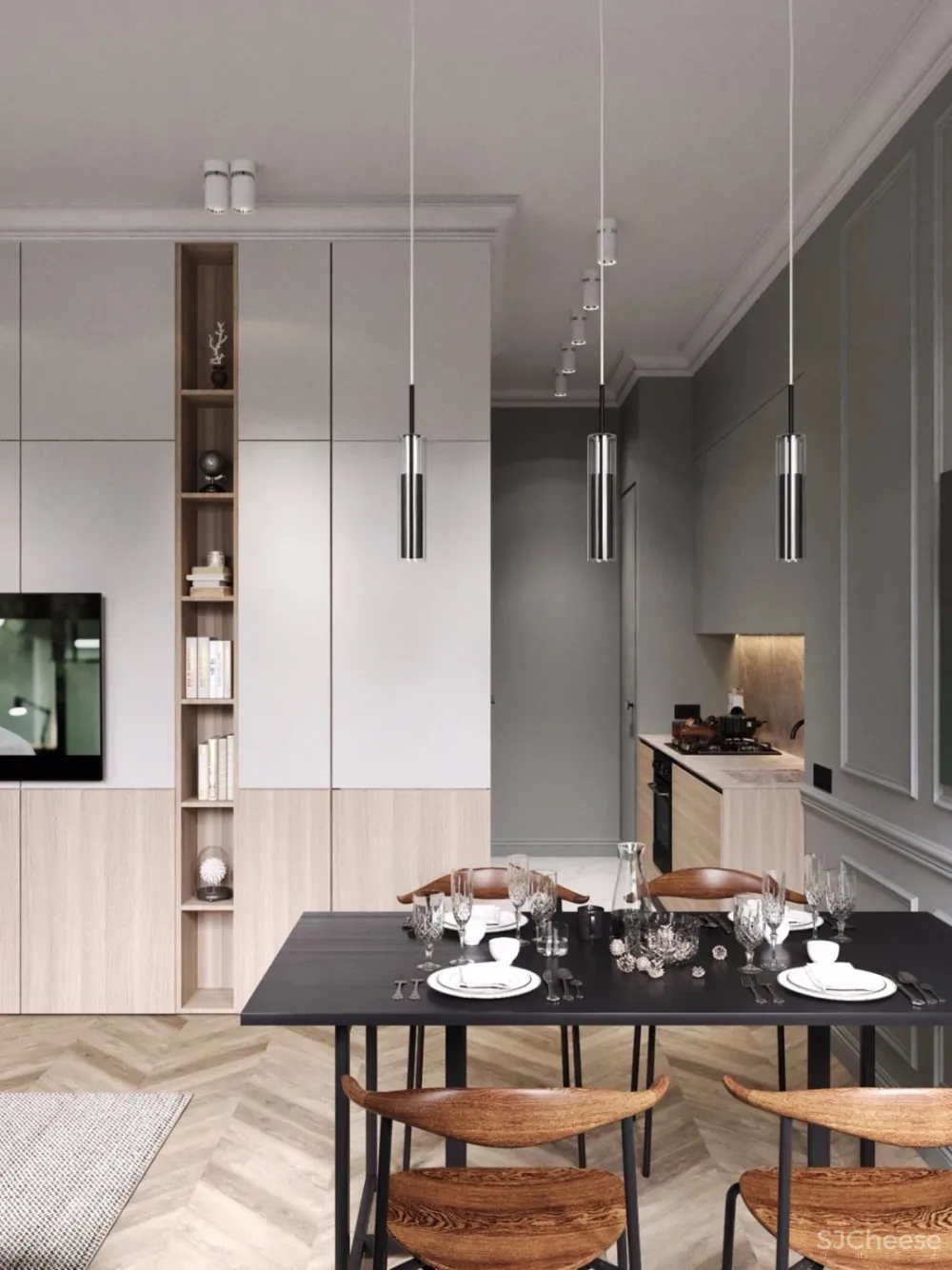 74㎡ 莫兰迪色轻奢风丨要高级就来点绿