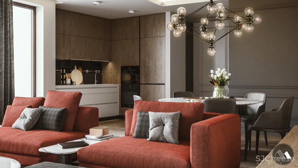 橘+木色 活泼Chevron公寓 | Mario Stoica 首