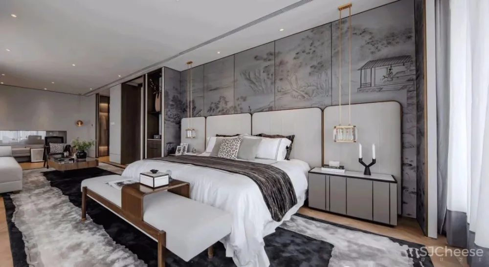 【无间设计吴滨】以山水墨画为灵感源头,将东方美学贯入西方设计手法的武汉华侨城·原岸样板间设计方案