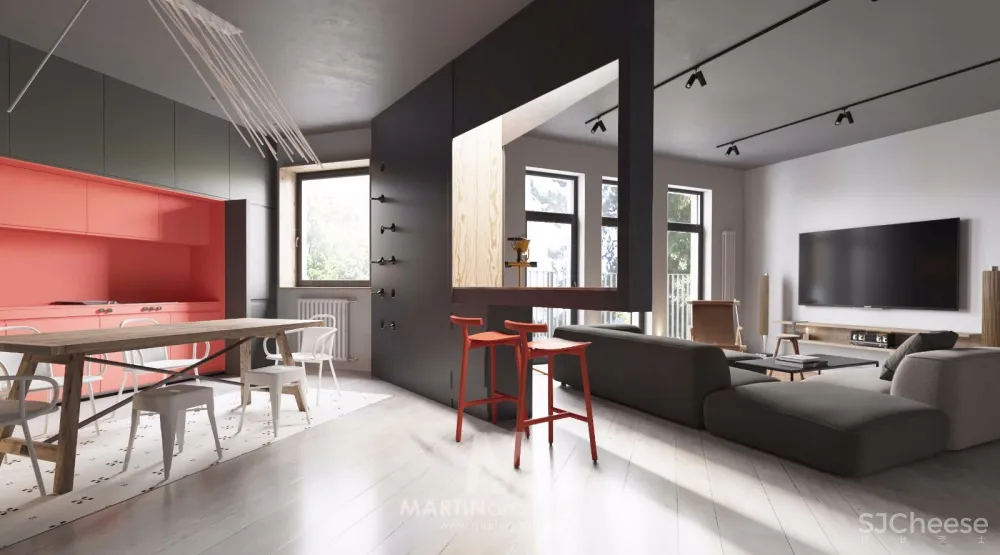 橘红+灰，活力清新公寓 | Martin architects