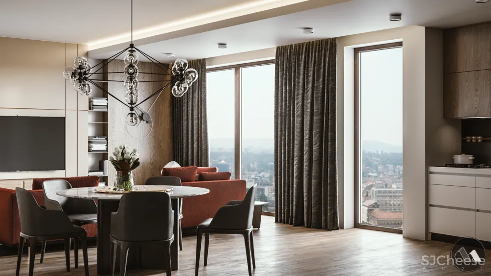 橘+木色 活泼Chevron公寓 | Mario Stoica 首