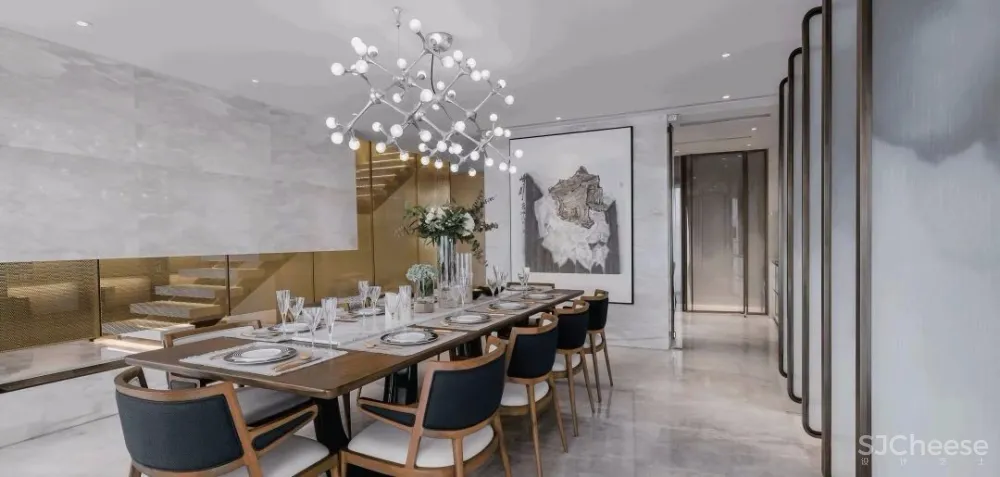 【无间设计吴滨】以山水墨画为灵感源头,将东方美学贯入西方设计手法的武汉华侨城·原岸样板间设计方案