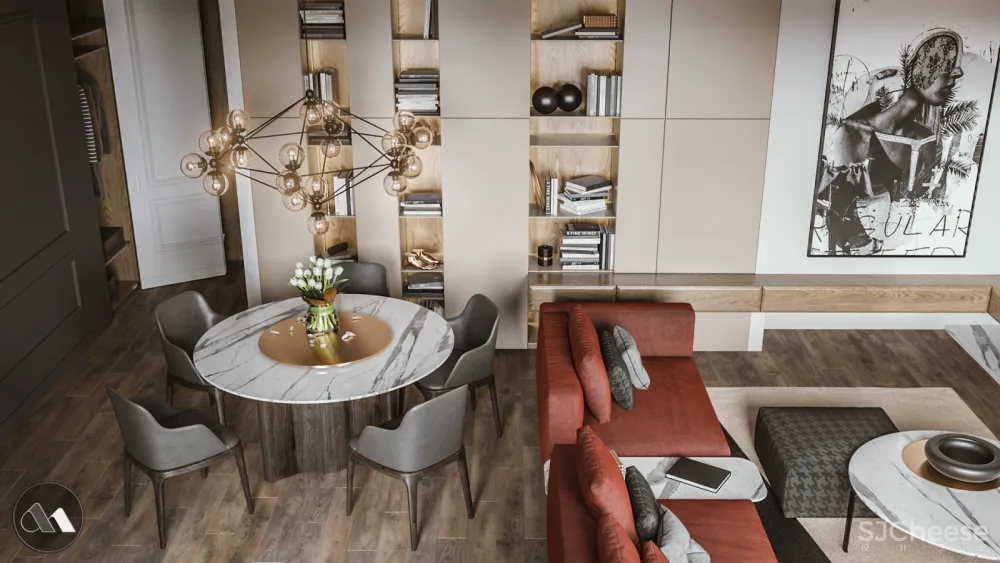 橘+木色 活泼Chevron公寓 | Mario Stoica 首