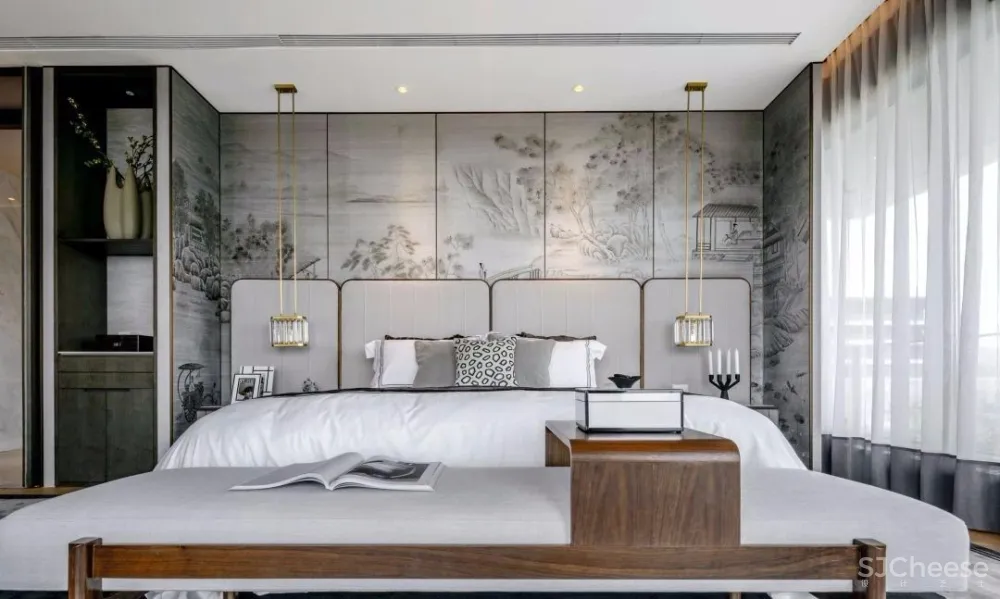 【无间设计吴滨】以山水墨画为灵感源头,将东方美学贯入西方设计手法的武汉华侨城·原岸样板间设计方案