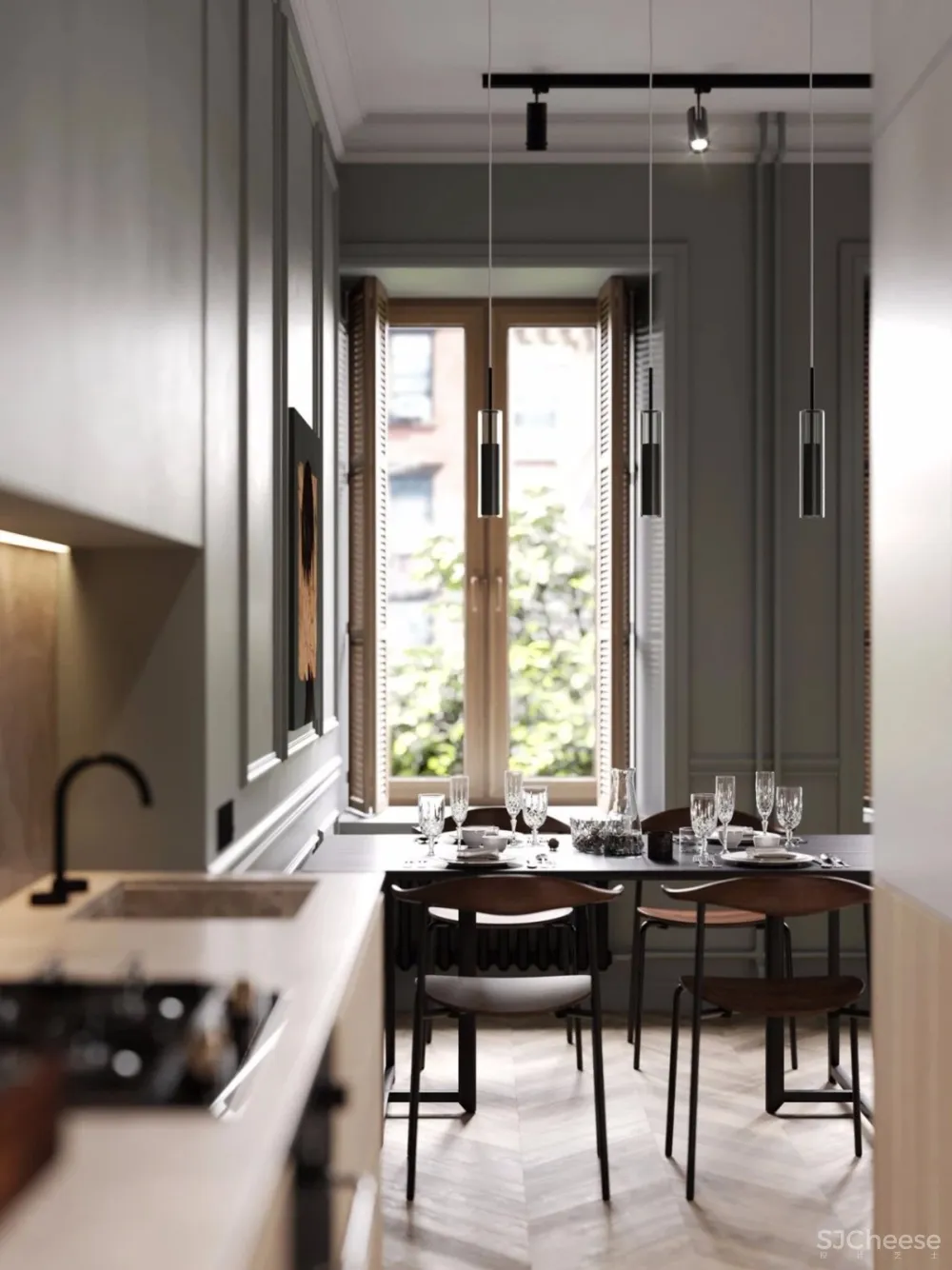 74㎡ 莫兰迪色轻奢风丨要高级就来点绿