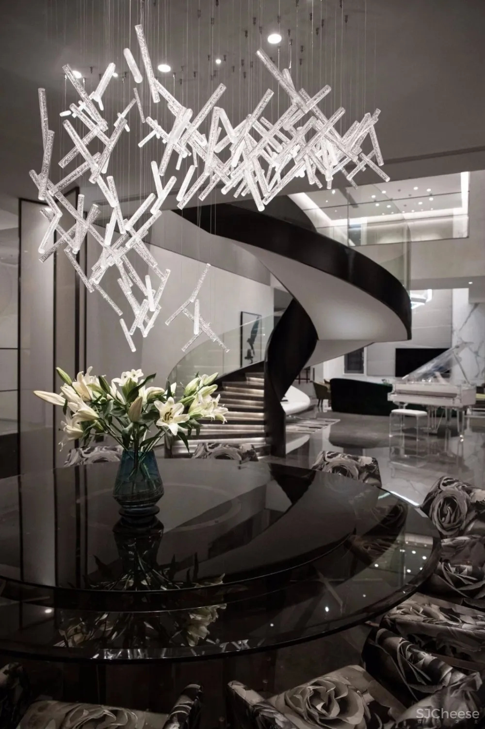 【李益中设计】1100㎡两户打通双拼别墅设计丨艺术气质的家