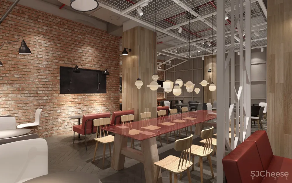 【肯德基】现代工业风KFC肯德基餐厅上海曼克顿店丨效果图+全套CAD施工图+物料书丨49M