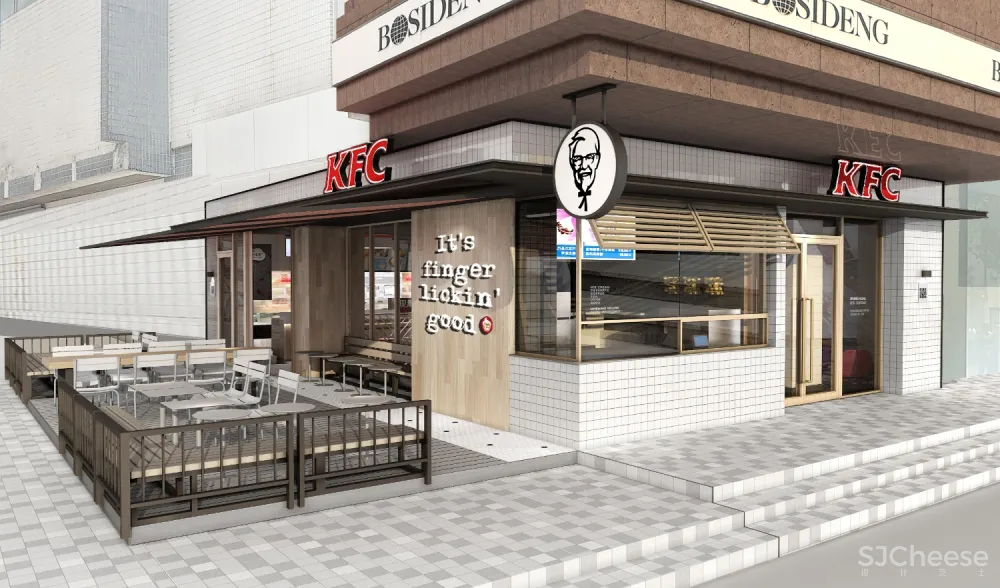 【肯德基】现代工业风KFC肯德基餐厅上海曼克顿店丨效果图+全套CAD施工图+物料书丨49M
