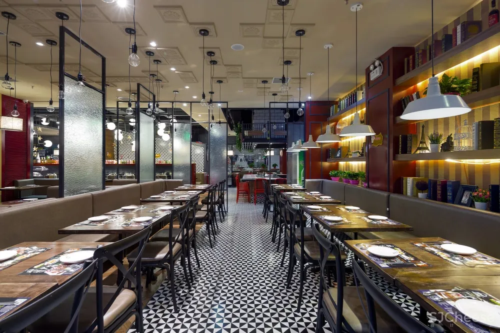 餐饮空间设计铁板烧餐厅设计【月影铁板烧】潋滟月影下的艺术餐厅