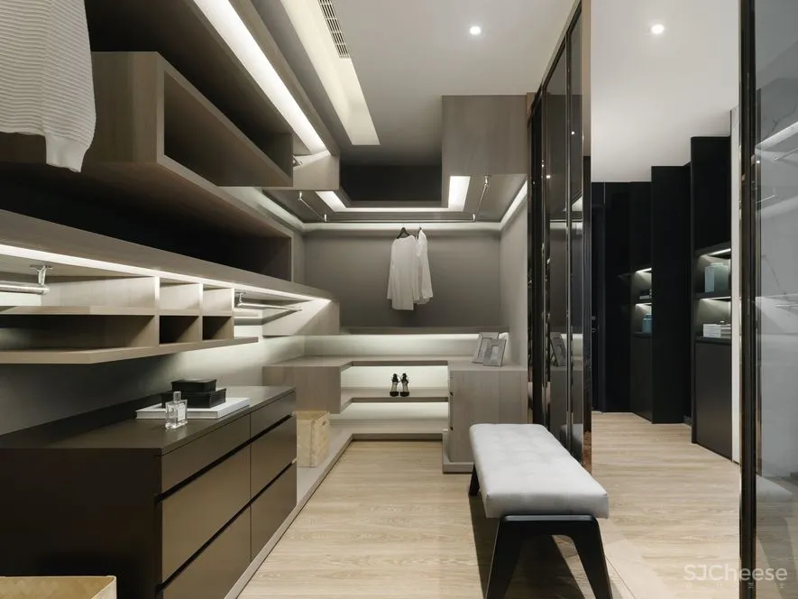 宇清田设计 | 用几何线条+一抹酒红打造个性家居