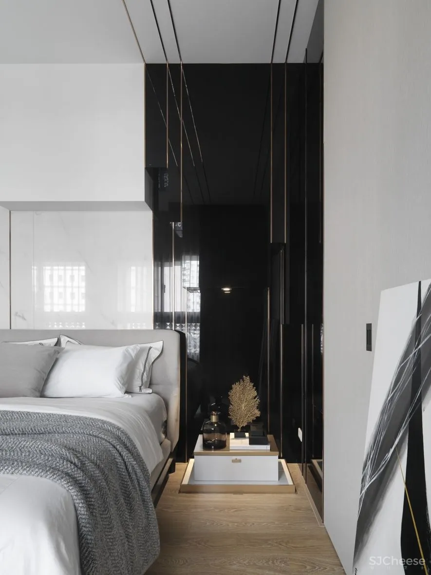 宇清田设计 | 用几何线条+一抹酒红打造个性家居