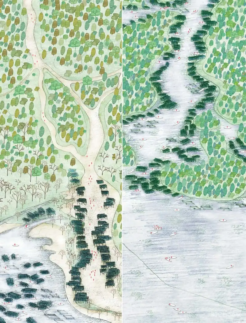 柬埔寨洞里萨湖上的游牧的家