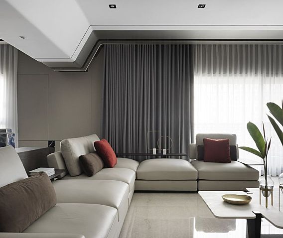 宇清田设计 | 用几何线条+一抹酒红打造个性家居