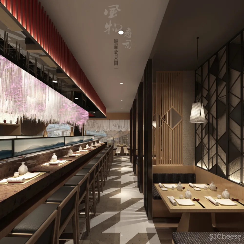 风物寿司日式餐厅深圳万象天地店丨效果图+施工图+水电图+厨房图+实景丨61M