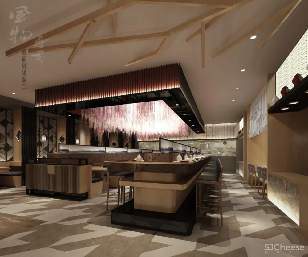 风物寿司日式餐厅深圳万象天地店丨效果图+施工图+水电图+厨房图+实景丨61M