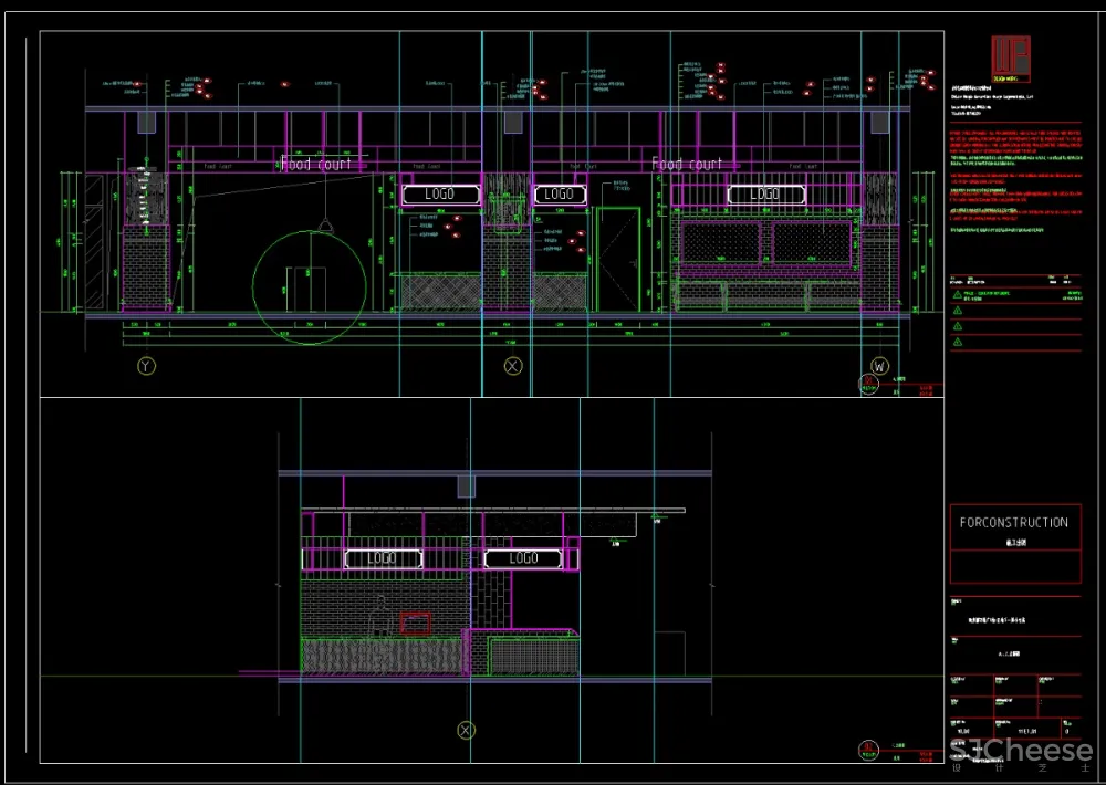 营口鲅鱼圈万隆天街美食庭院丨首层&六层丨效果图+CAD全套施工图+机电施工图+物料书丨416M