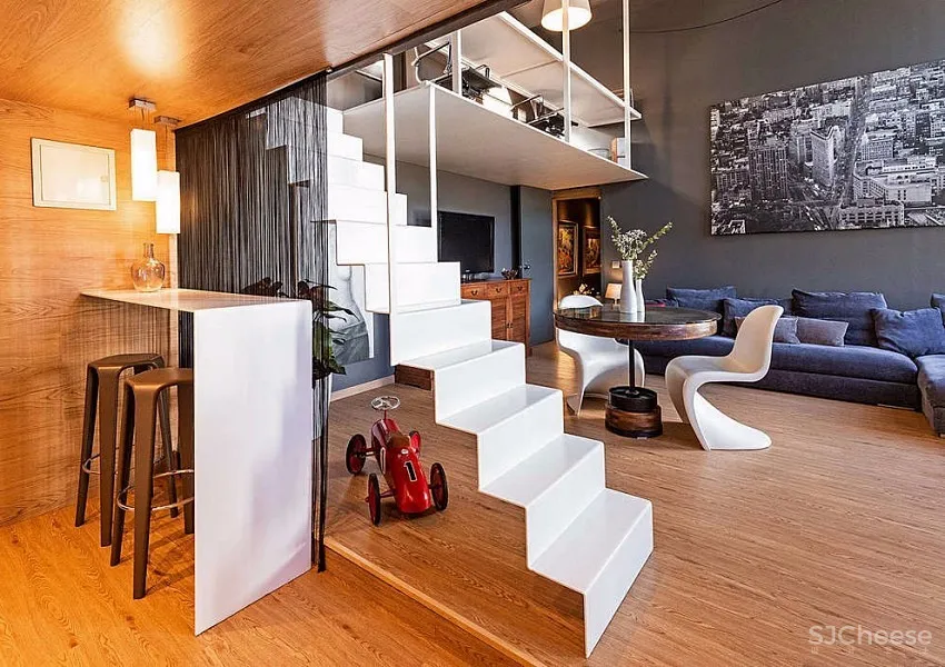 美式 Loft 风格！西班牙59.4㎡挑高楼中楼 | Estudio de Creacion Josep Cano