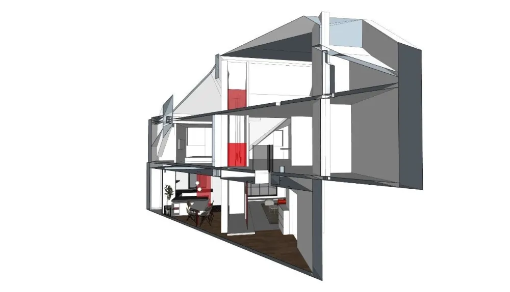 新作 | 135m² 怪异阁楼,创意爆改为画廊式的舒适三层 首