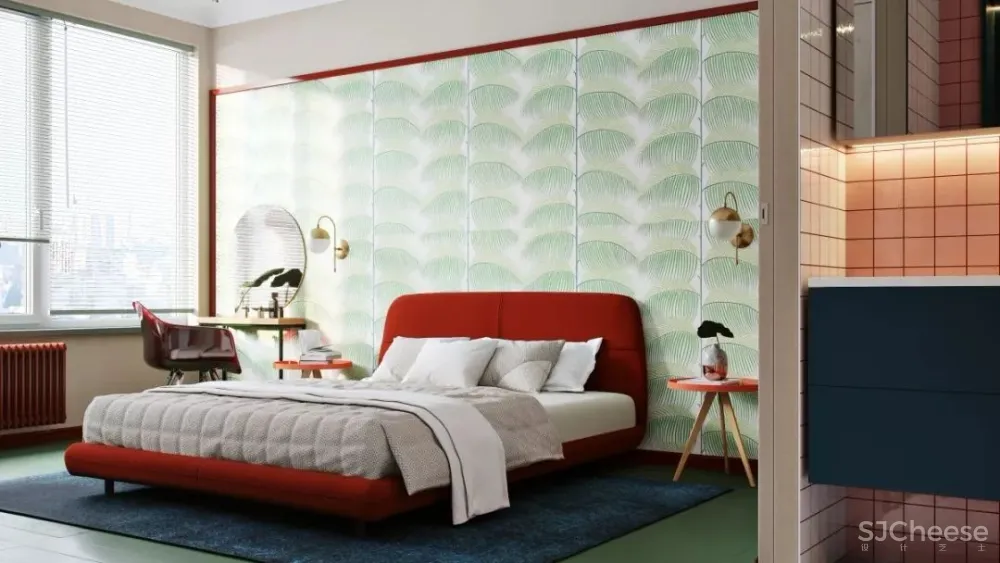 自然绿+白色,同样具有戏剧性和奢华感! 首