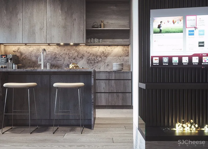 粗犷木纹感厨房！乌克兰82.5㎡木质系双人公寓 | CONCEPTVISION