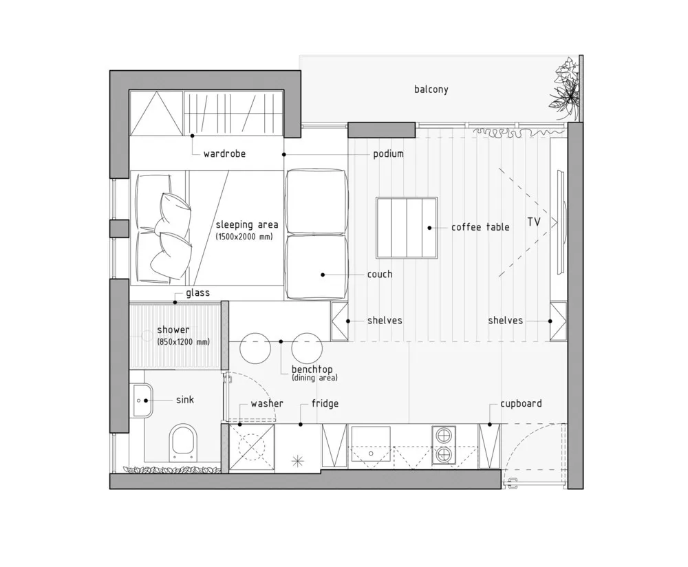 墨尔本25.7m²极致小户型公寓 | Denis Svirid 首