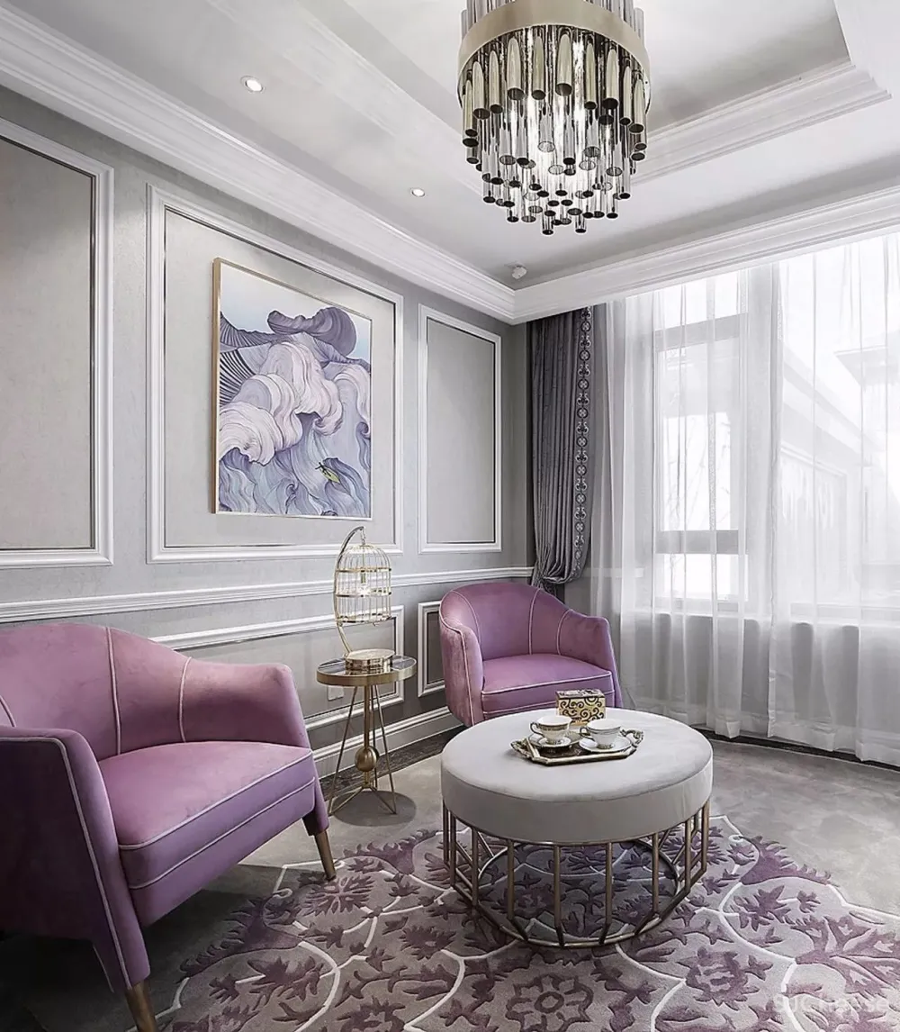丁香紫浪漫色调的样板间设计丨每一寸空间都动人心扉