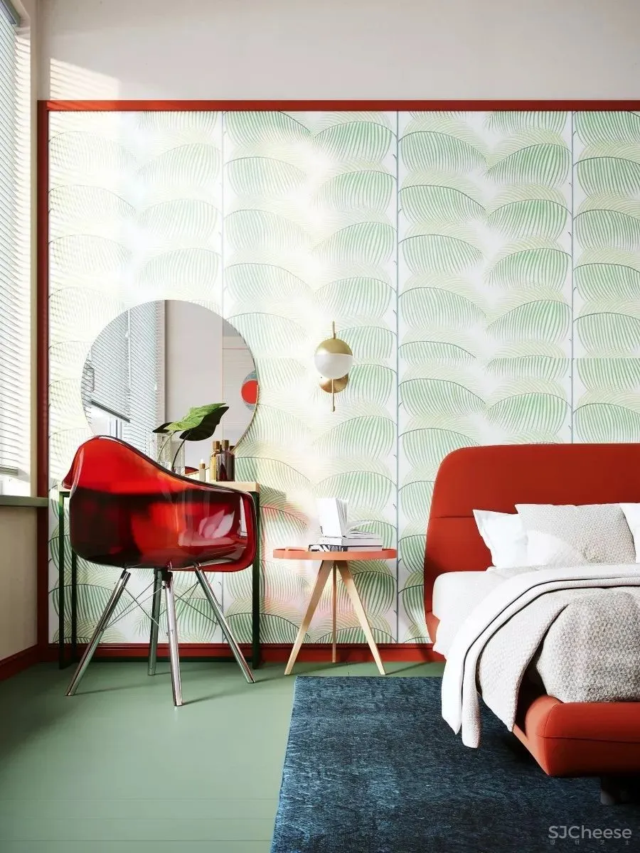 自然绿+白色,同样具有戏剧性和奢华感! 首