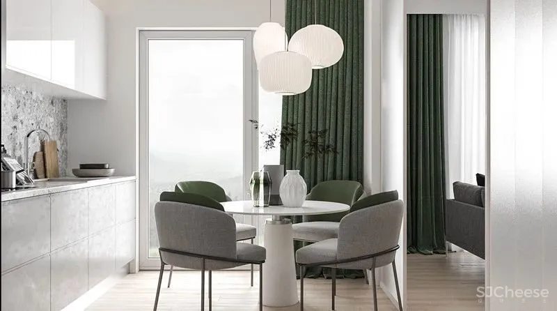 自然绿+白色,同样具有戏剧性和奢华感! 首