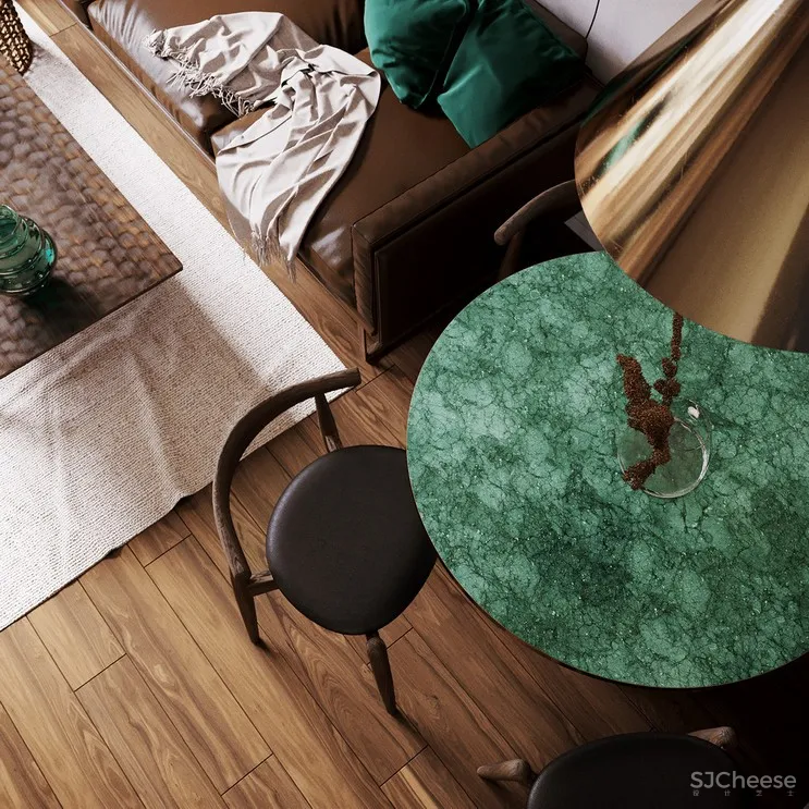 自然绿+白色,同样具有戏剧性和奢华感! 首