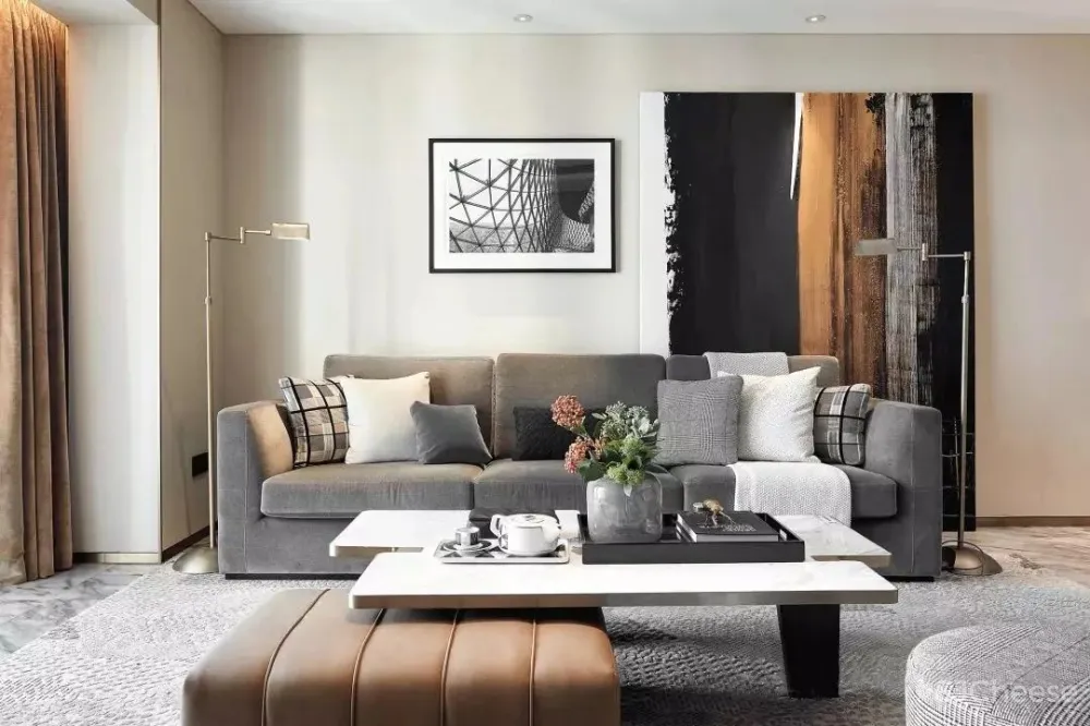 【HBA&世尊软装】现代风高端青岛万科翡翠长江样板间设计 首