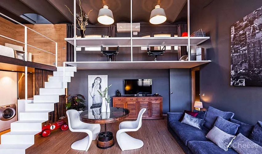 美式 Loft 风格！西班牙59.4㎡挑高楼中楼 | Estudio de Creacion Josep Cano
