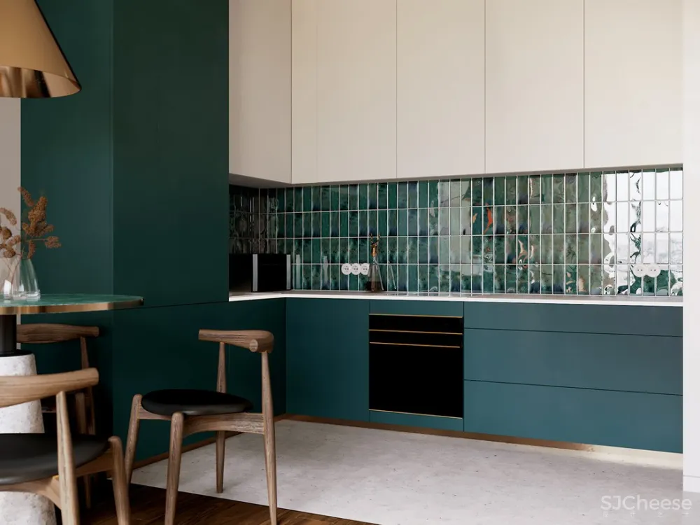 自然绿+白色,同样具有戏剧性和奢华感! 首