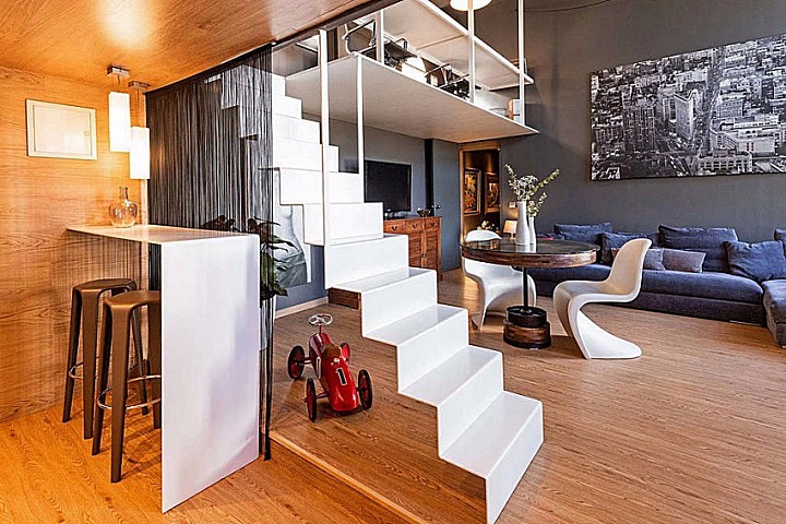 美式 Loft 风格！西班牙59.4㎡挑高楼中楼 | Estudio de Creacion Josep Cano