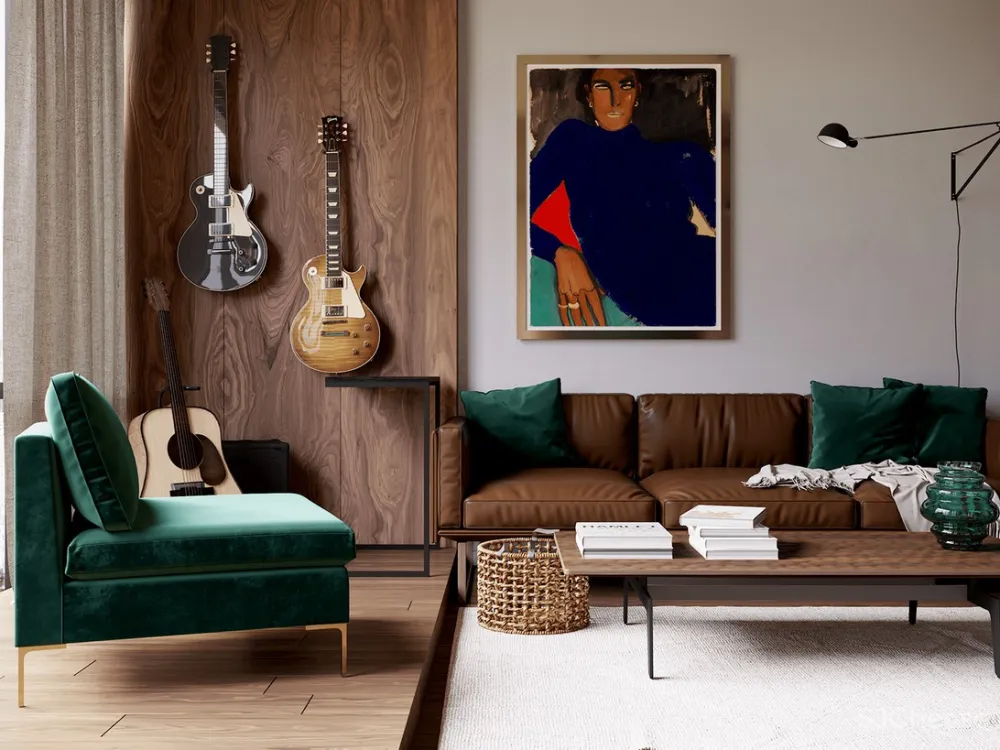 自然绿+白色,同样具有戏剧性和奢华感! 首