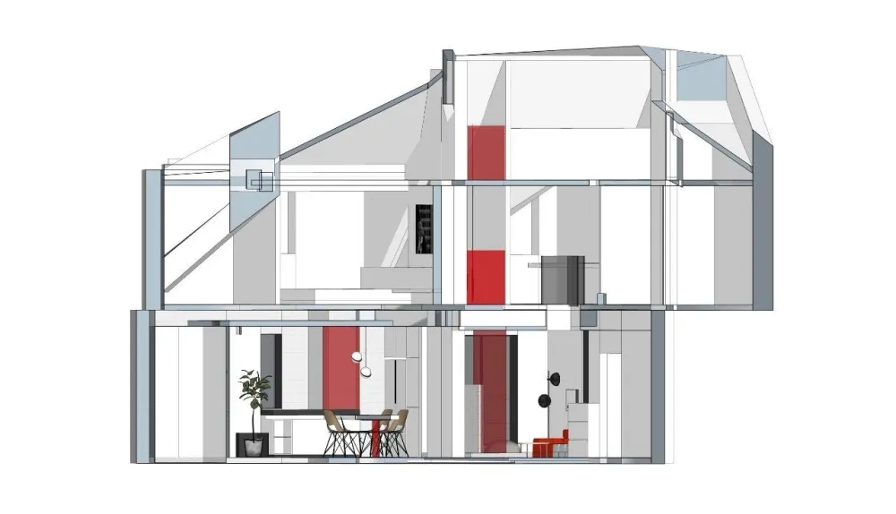 新作 | 135m² 怪异阁楼,创意爆改为画廊式的舒适三层 首