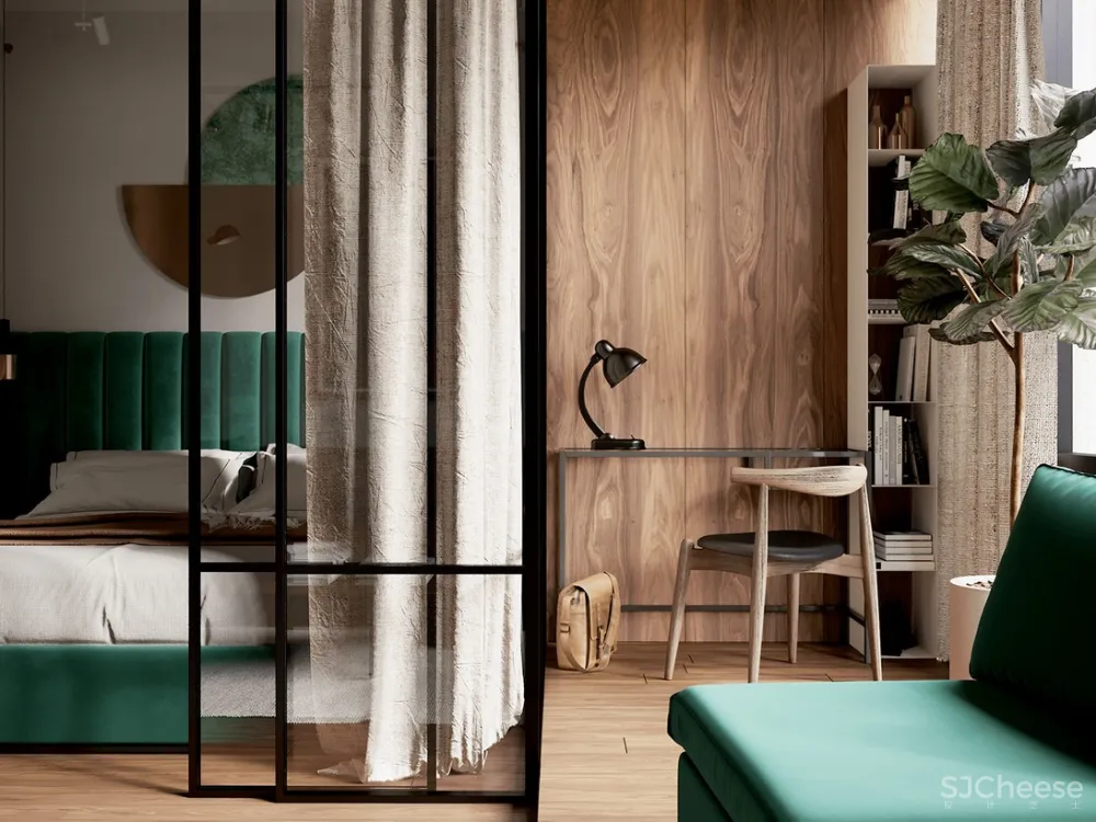 自然绿+白色,同样具有戏剧性和奢华感! 首