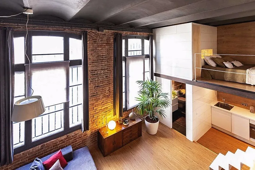 美式 Loft 风格！西班牙59.4㎡挑高楼中楼 | Estudio de Creacion Josep Cano