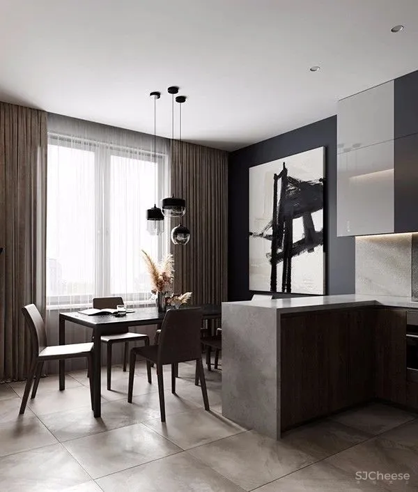 100㎡ 简约风三口之家,把拼接玩出高级感