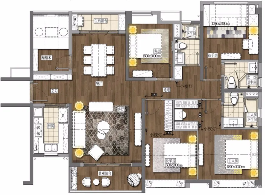 GNU金秋设计 | 157㎡佛山保利海德公园样板间