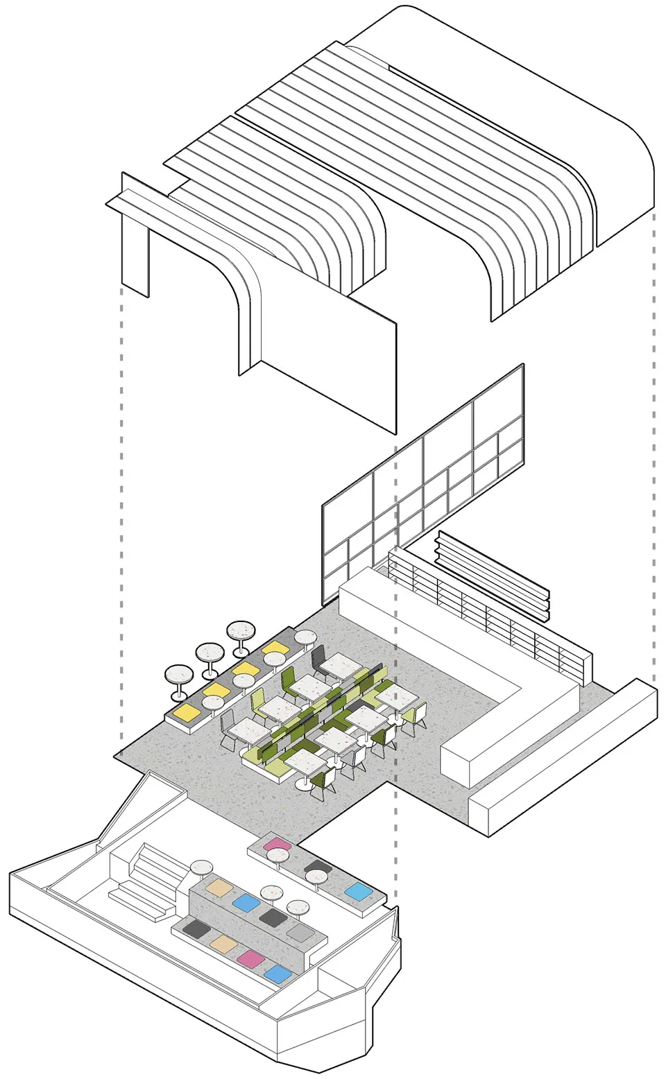 弧形光带围合而成的美食空间 头条计画
